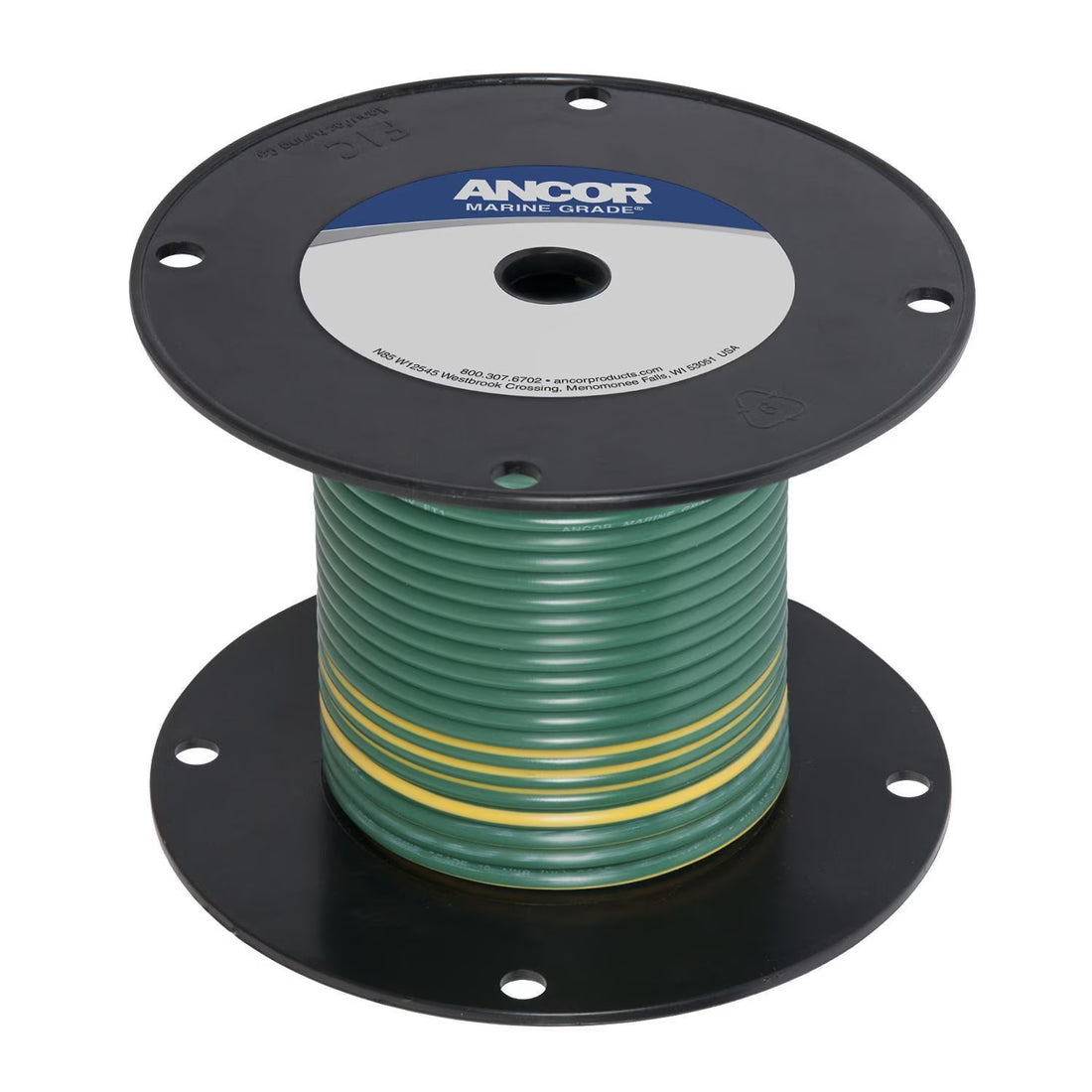 Ancor #10 Green w/ Yellow Stripe 100ft Spool Tinned Copper - 109310