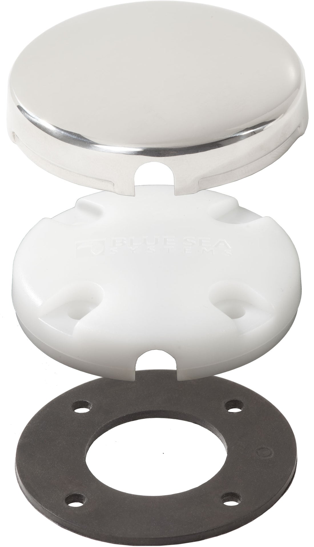 Blue Sea Side Entry CableClam White Max Cable Dia 0.28in With Stainless Steel Cover - 1007100-BSS