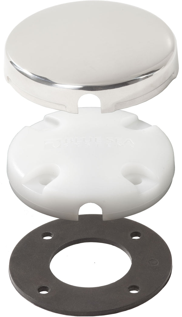 Blue Sea Side Entry CableClam White Max Cable Dia 0.28in With Stainless Steel Cover - 1007100-BSS