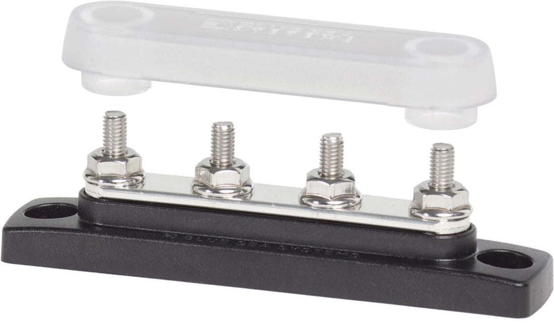 Blue Sea Common 100A MiniBus Four  #10-32 Studs With Cover - 2315-BSS