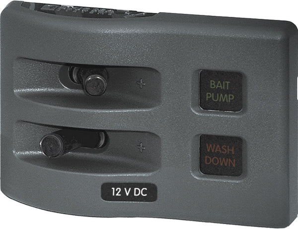 Blue Sea Weather Deck Panel 12v 2 Gang Fuse Panel - 4302-BSS