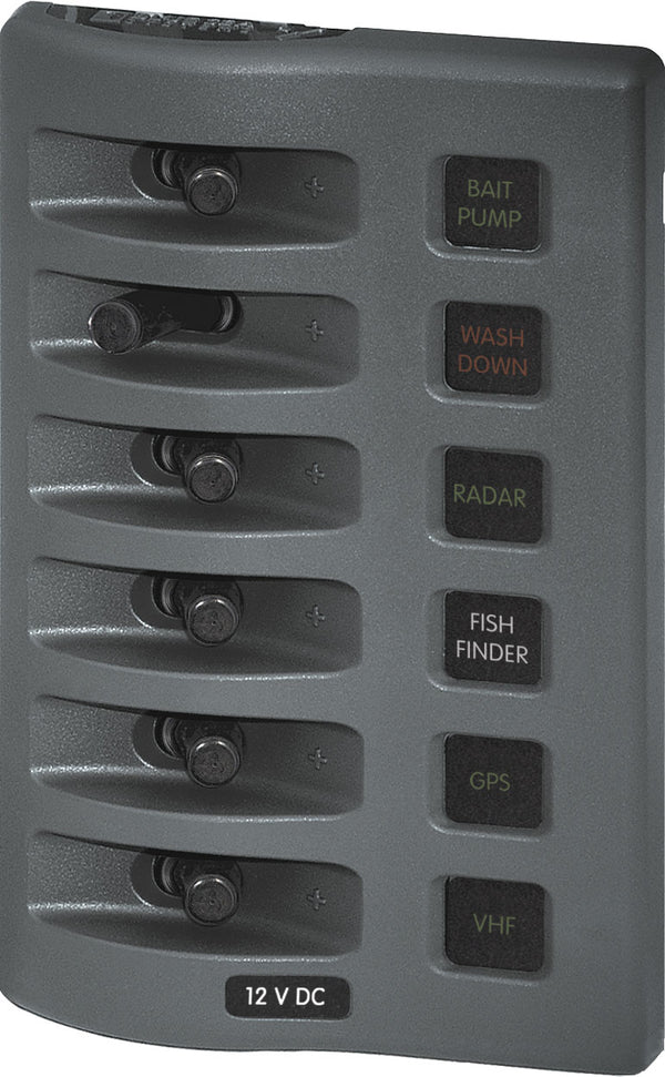 Blue Sea Weather Deck Panel 12v 6 Gang Fuse Panel - 4306-BSS