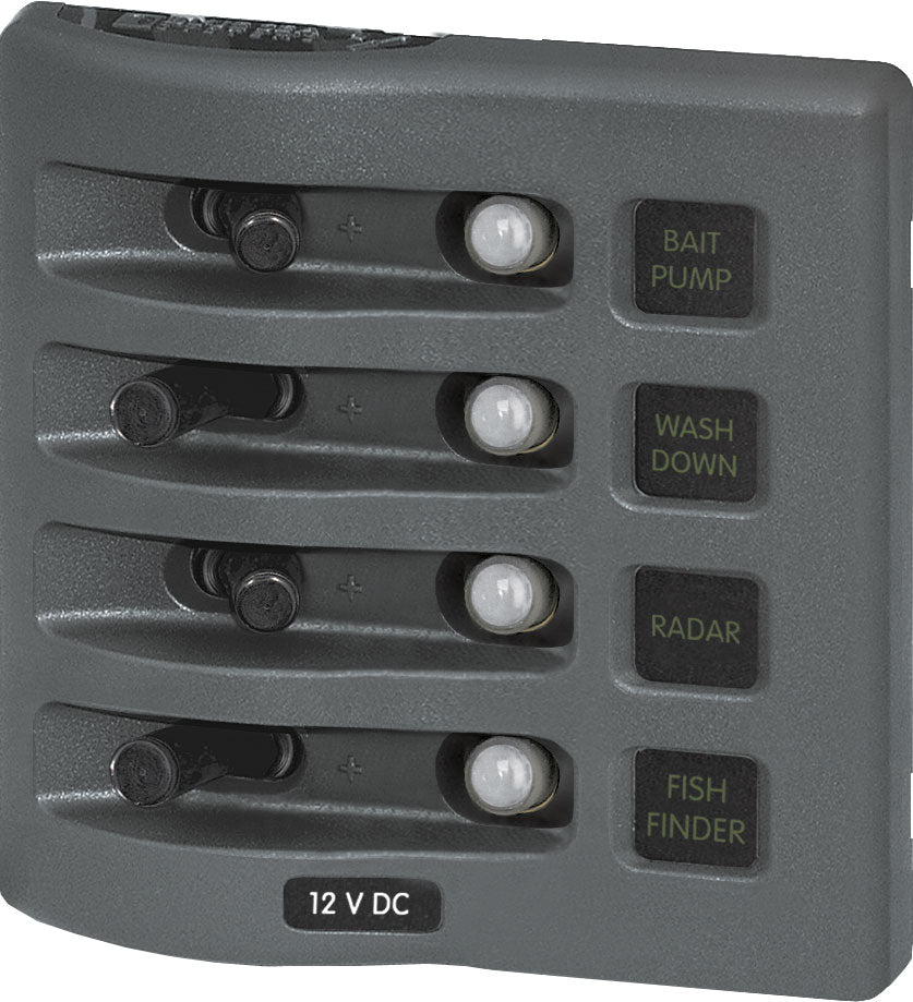 Blue Sea Weather Deck Panel 12v 4 Circuit Breaker Panel - 4374-BSS