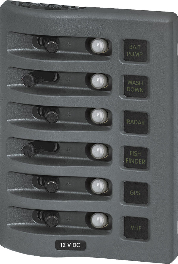 Blue Sea Weather Deck Panel 12v 6 Circuit Breaker Panel - 4376-BSS