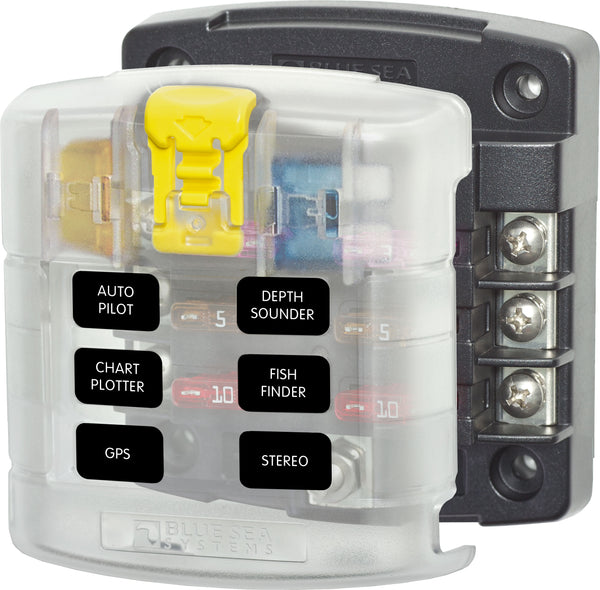 Blue Sea 5028 6-Gang Fuse Block ST ATO/ATC with Cover - 5028-BSS
