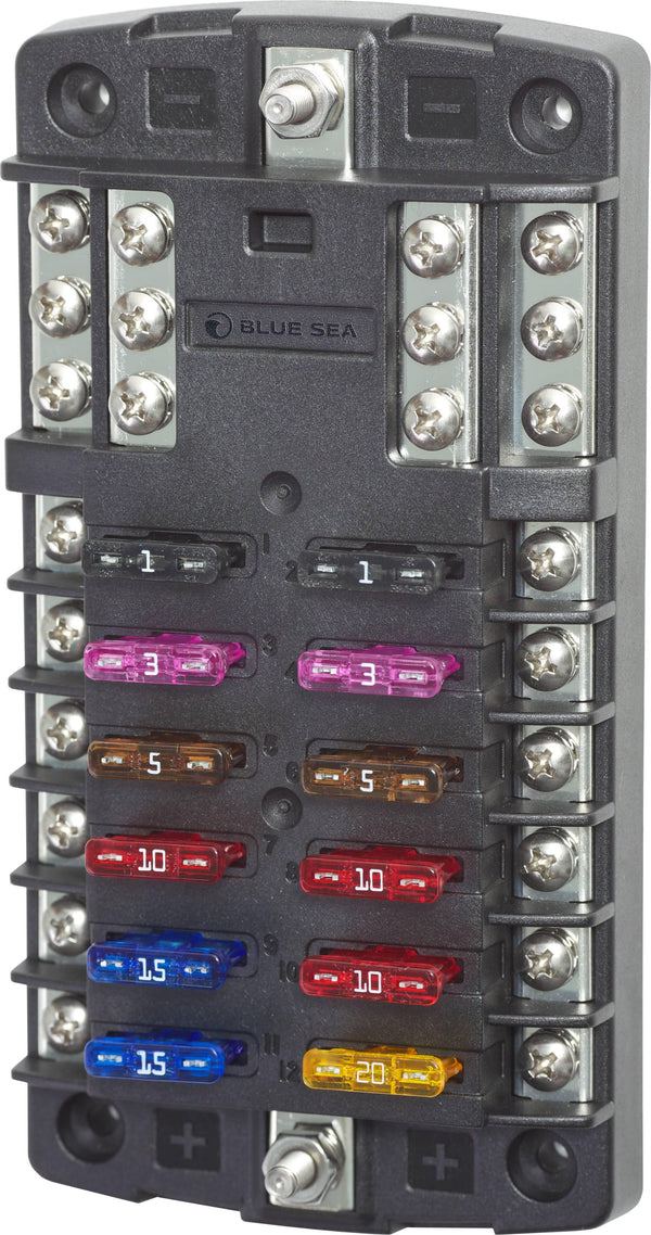 Blue Sea 5031 ST Blade Fuse Block - 12 Circuits with Negative Bus - 5031-BSS