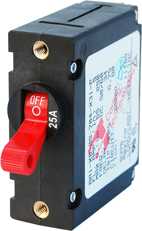 Blue Sea 7217 Circuit Breaker AA1Toggle 25A  with Red Toggle - 7217-BSS
