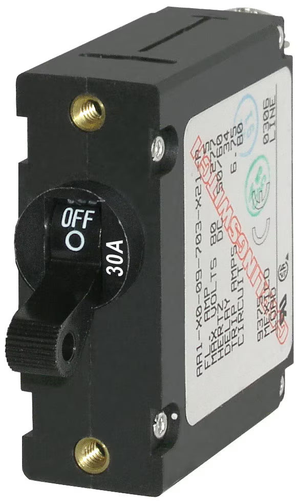 Blue Sea 7220 Circuit Breaker AA1Toggle 30A  with Black Toggle - 7220-BSS