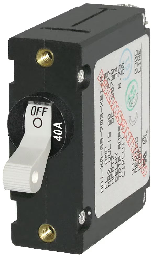 Blue Sea 7226 Circuit Breaker AA1Toggle 40A  with White Toggle - 7226-BSS