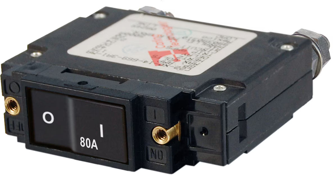 Blue Sea C-Series Flat Rocker Circuit Breaker Single Pole 80A - 7548-BSS