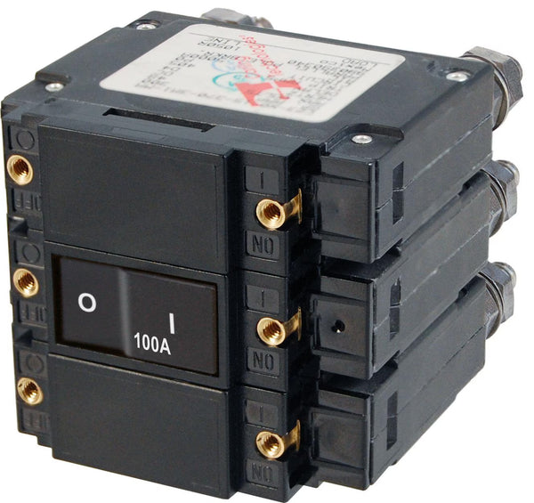Blue Sea C-Series Flat Rocker Circuit Breaker Triple Pole 100A AC - 7568-BSS