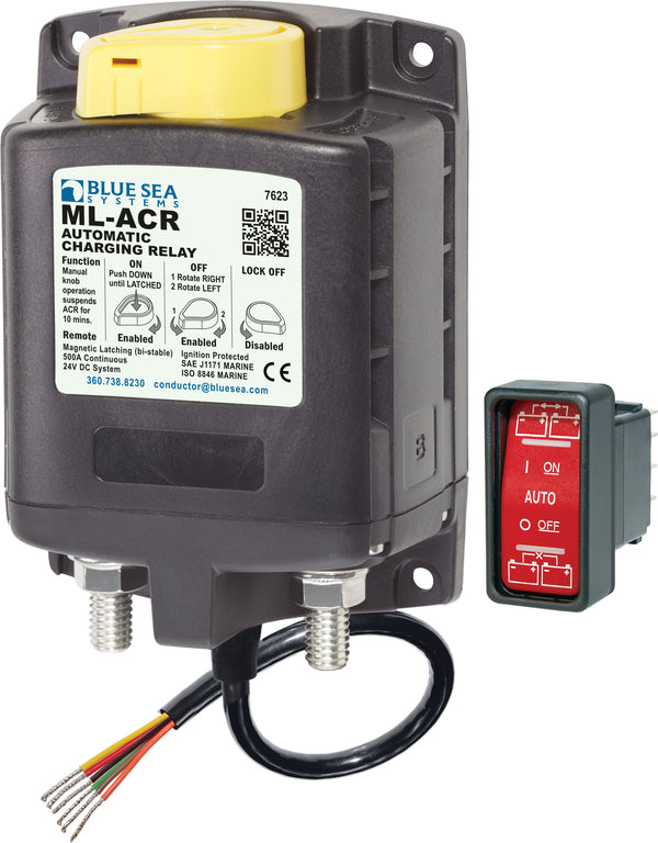 Blue Sea ML-ACR Automatic Charging Relay with Manual Control 24vDC 500A - 7623-BSS