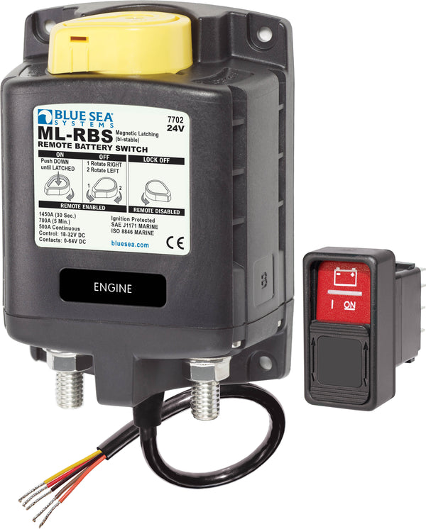 Blue Sea ML-RBS 24vDC 500A Remote Battery Switch With Manual Control - 7702-BSS