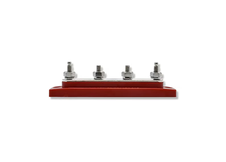 Bluewater 4 Pos 1/4" - 20 150AMP Busbar with Red Base - 312303-B-025