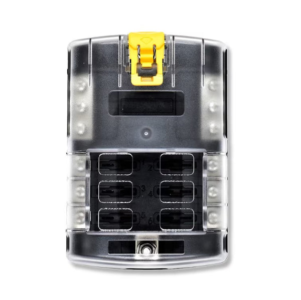 Bluewater 6 Position Fuse Block ATC w/Yellow Slide ..w/Ground Block - 3200-3003-006