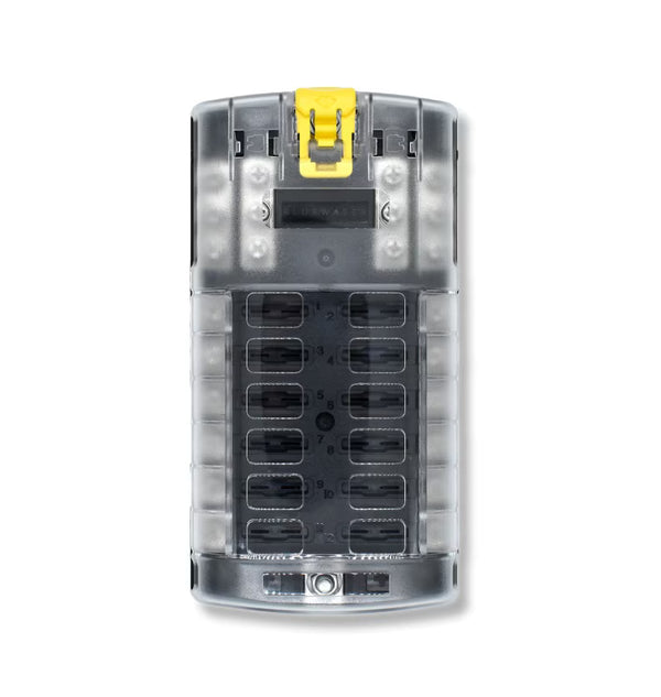 Bluewater 12 Position Fuse Block ATC w/Yellow Slide w/Ground Block.. - 3200-3003-012