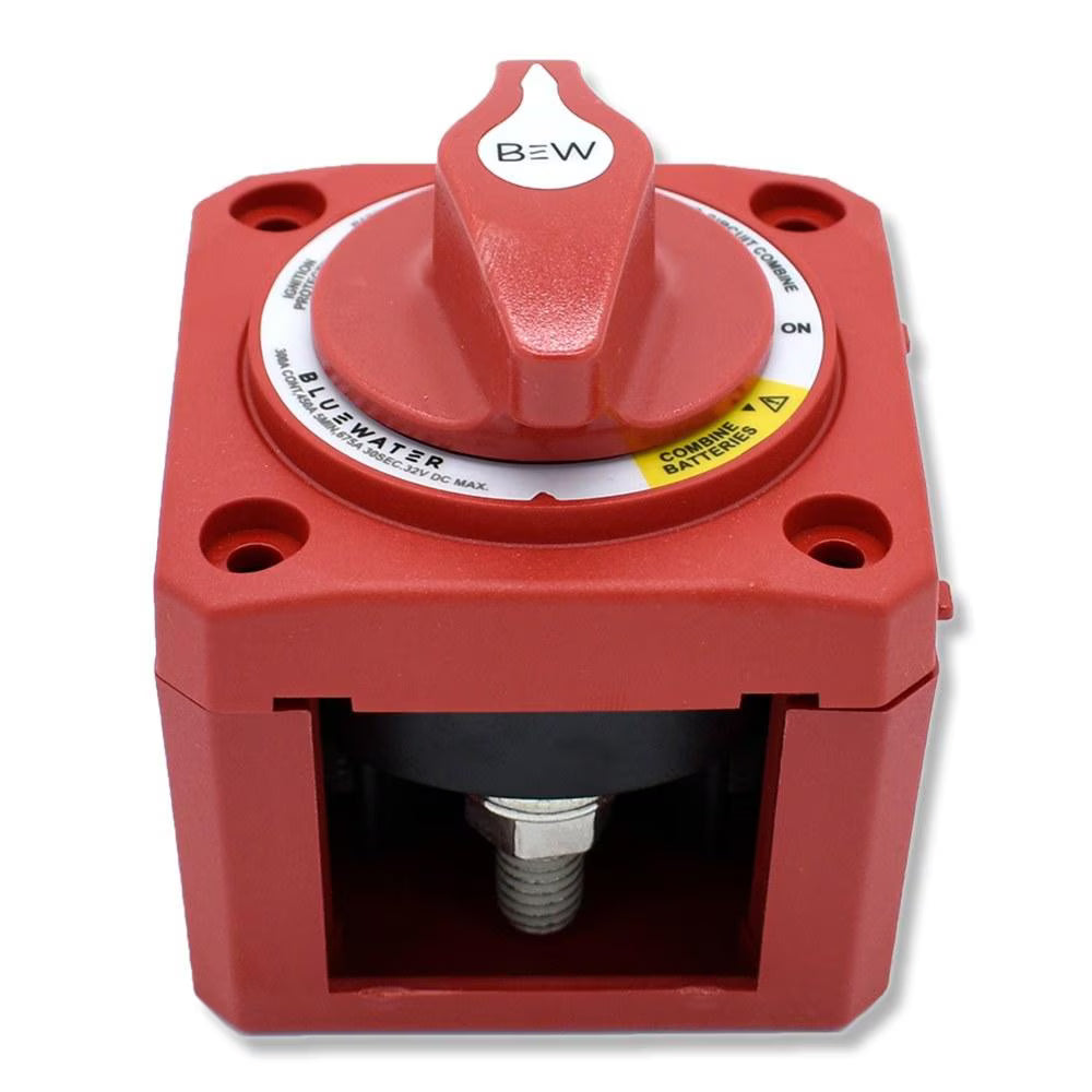 Bluewater Dual Circuit Plus Battery Switch, Off/On/Combine, 300A, Surface Mount with Base, Red - 9800-011-11