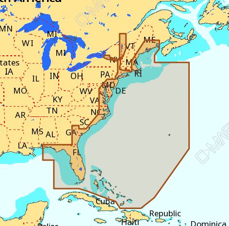 C-MAP NA-M022 Max Wide C Card East Coast And Bahamas - M-NA-M022-CC