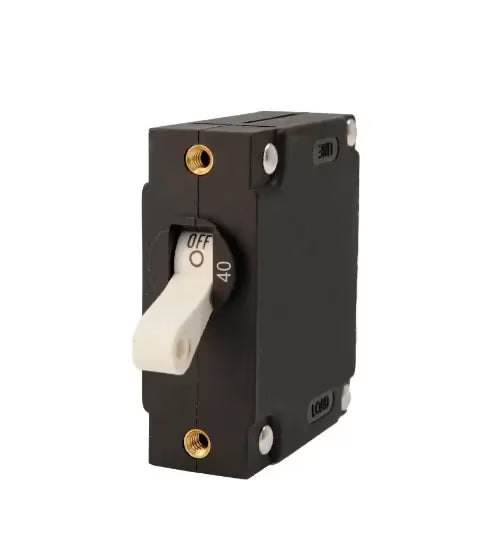 EGIS A Series White Toggle Panel Mount Circuit Breaker Single Pole AC/DC 40 Amp Retail Pack - 3201-40