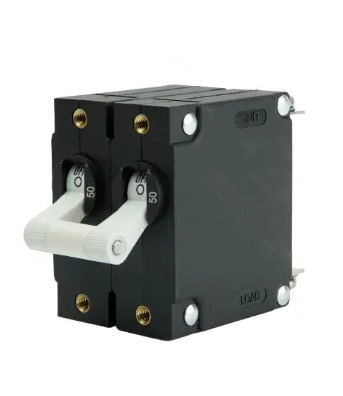 EGIS A Series White Toggle Panel Mount Circuit Breaker Dual Pole AC 50 Amp Retail Pack - 3202-50