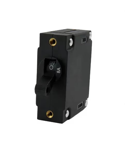 EGIS A Series Black Toggle Panel Mount Circuit Breaker Single Pole AC/DC 8 Amp Retail Pack - 3211-08