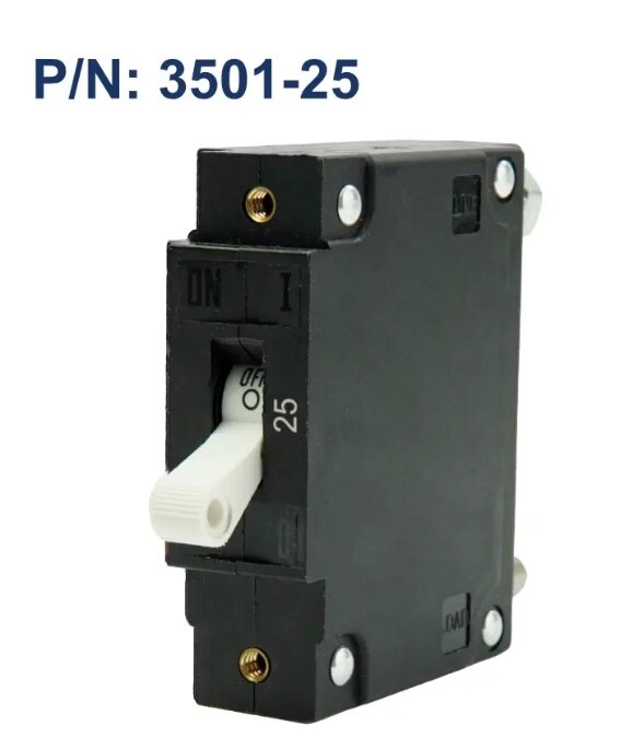 EGIS C Series White Toggle Panel Mount Circuit Breaker Single Pole  AC/DC 25 Amp Retail Pack - 3501-025