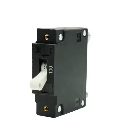 EGIS C Series White Toggle Panel Mount Circuit Breaker Single Pole AC/DC 100 Amp Retail Pack - 3501-100