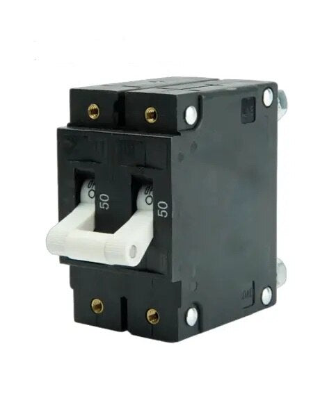 EGIS C Series White Toggle Panel Mount Circuit Breaker Double Pole AC 50 Amp Retail Pack - 3502-050