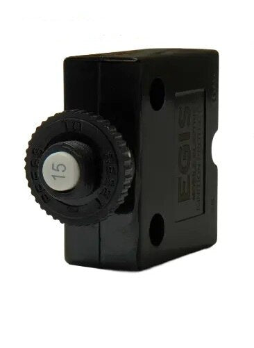 EGIS Push Button Panel Mount Circuit Breaker Spade Terminals 15 Amp Retail Pack - 4711-15