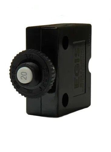 EGIS Push Button Panel Mount Circuit Breaker Spade Terminals 20 Amp Retail Pack - 4711-20