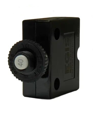 EGIS Push Button Panel Mount Circuit Breaker Spade Terminals 40 Amp Retail Pack - 4711-40