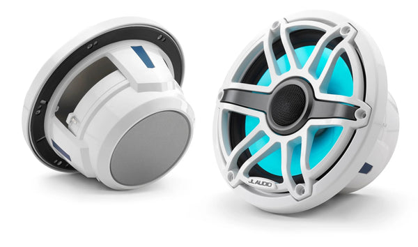 JL Audio M6 7.7in Coaxial Speakers White Sport Grille with RGB LED - 010-03074-00