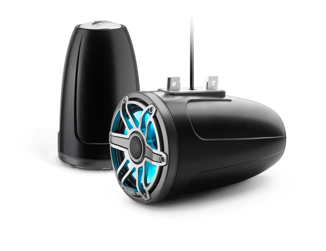 JL Audio M6 7.7in Enclosed Tower Speakers Titanium Sport Grille with RGB LED - 010-03088-00
