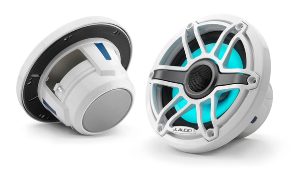 JL Audio M6 6.5in Coaxial Speakers White Sport Grille with RGB LED - 010-03093-00
