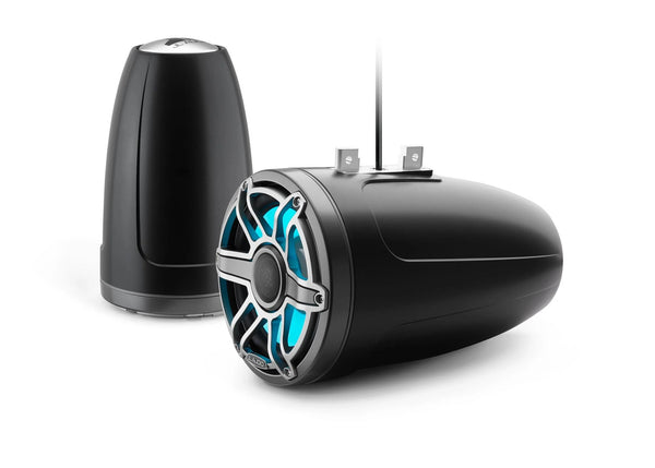 JL Audio M6 8.8in Enclosed Tower Speakers Titanium Sport Grill with RGB LED - 010-03281-00