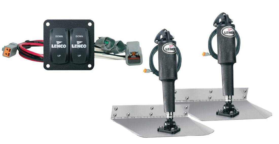 Lenco 9inx12in Standard Mount Trim Tab Kit 12v With Double Rocker Switch