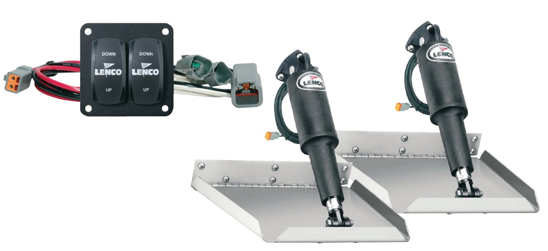 Lenco 12inx12in Standard Mount Trim Tab Kit 12v with Double Rocker Switch - 15103-104