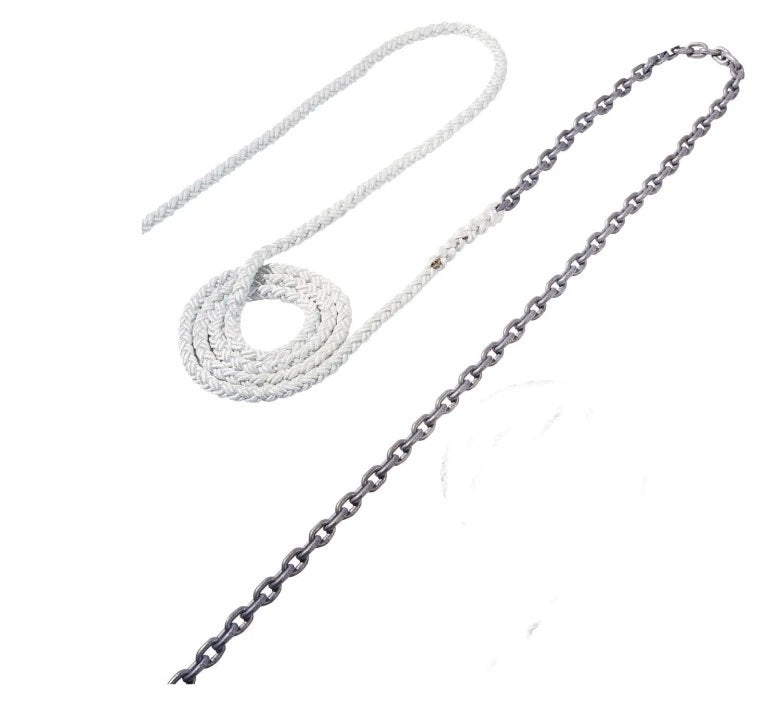Maxwell 25ft of 3/8in HT Chain Splice to 250ft of 5/8in Nylon Brait Line - RODE60
