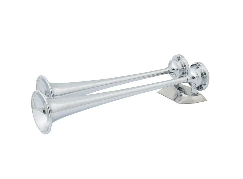 Marinco 10106 12V Chrome Plated Dual Trumpet Air Horn - 10106