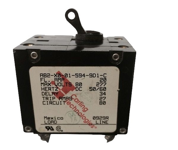 Newmar 20 Amp Double Pole Breaker W/ Black Throw - 089-0201-2