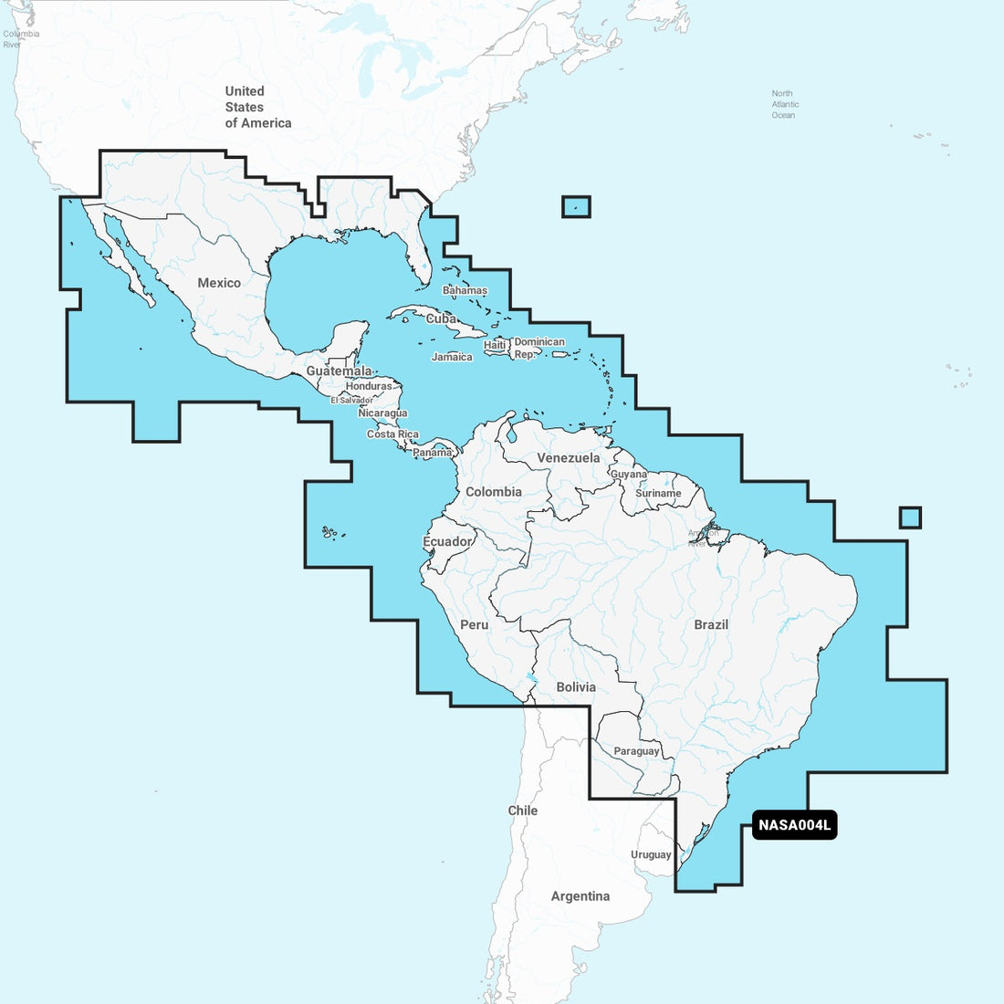 Navionics Plus Nasa004 L Mexico, Caribbean To Brazil Micro Sd