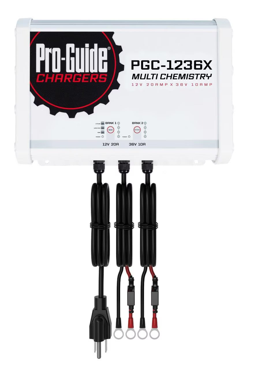 Pro-Guide PGC-1236X 2-Bank 1x12V/20A Lead Acid/LiFePo4 and 1x36V 10A LiFePO4 On Board Charger, IP68 - PGC-1236X