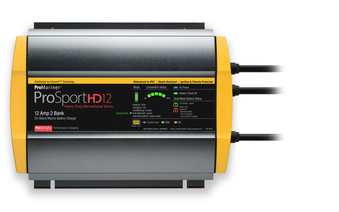 ProMariner ProSport HD 12 Gen4 12 Amp Battery Charger 12/24v 2 Bank 120v Input - 44012