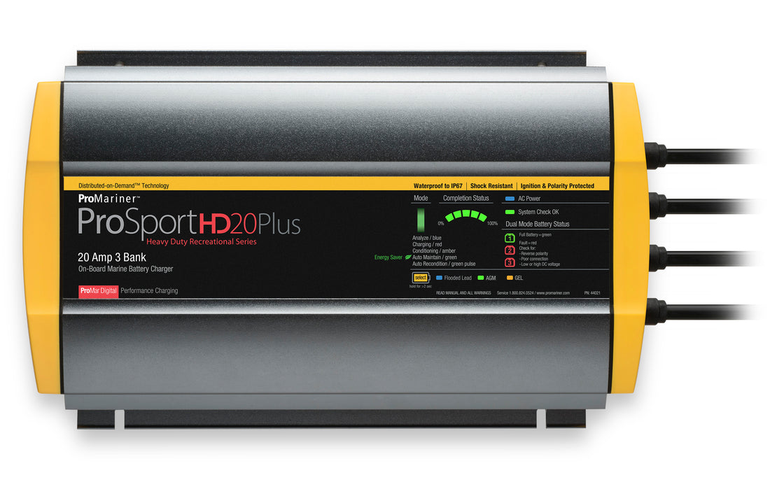 ProMariner ProSport HD 20 Gen4 20 Amp Battery Charger 12/24/36v 3 Bank 120v Input - 44021